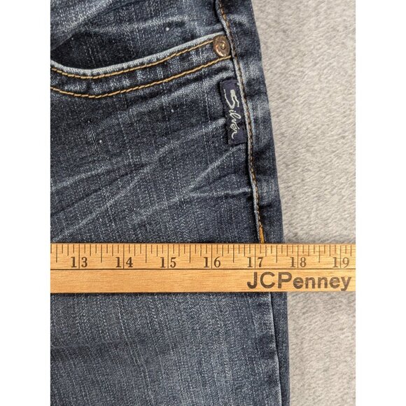 Silver Jeans Womens Size 27 blue Suki Bootcut Thick Stitch Faded Whiskers Boho - Picture 5 of 14